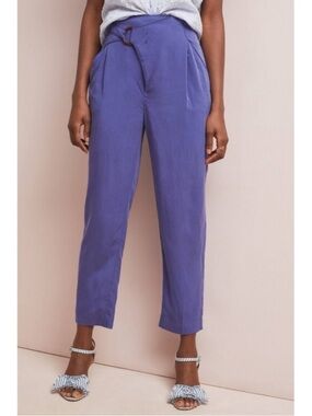 Anthropologie Cupro Wrap Trousers Pants Blue Size L NWT